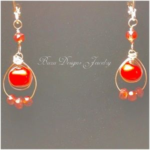 January Birth Stone Garnet Earrings